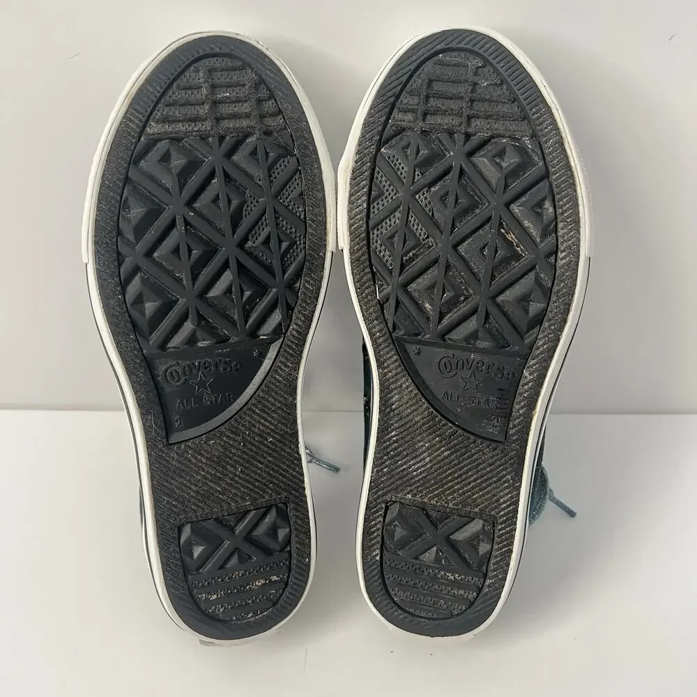 Converse All Star Double Tongue Lace Sneakers Black Blue Sparkle Junior Girl 2